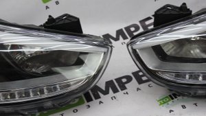 Solaris I 2010-2014 года. Фары линзы с LED полосой