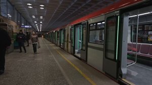 Электропоезд "Балтиец" в метро Санкт-Петербурга. Ст. Девяткино