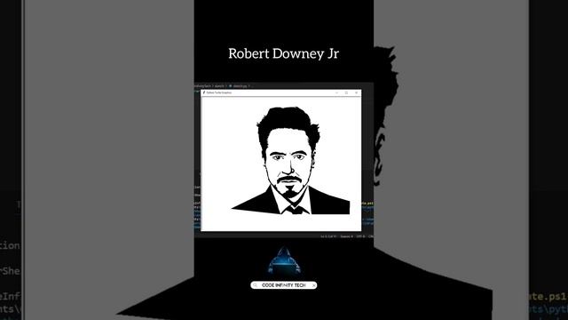 Robert Downey Jr Sketch using Python Turtle #python #ironman