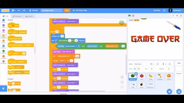 How to make a Fruit Ninja Game in Scratch 3.0 (Easy!)