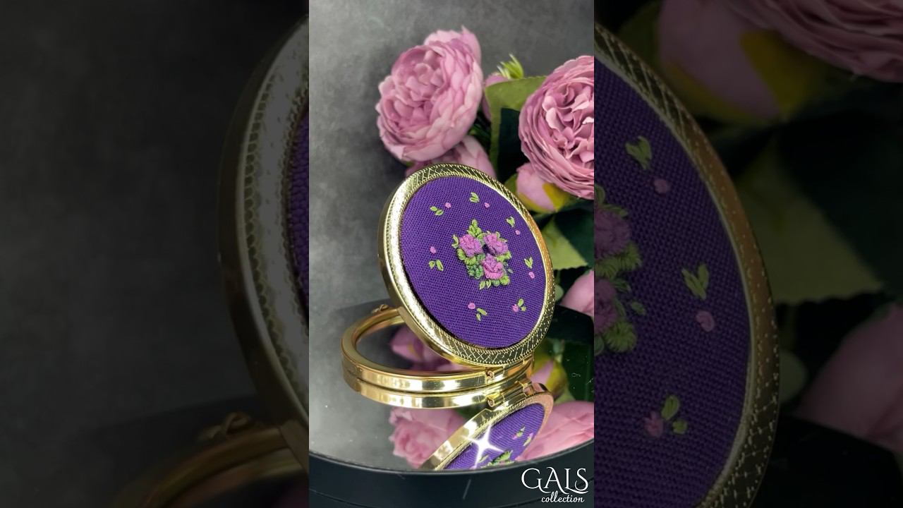 Зеркальце подарочное с вышивкой «ЛИЛОВЫЙ БУКЕТ» #вышивка #embroidery смотреть онлайн