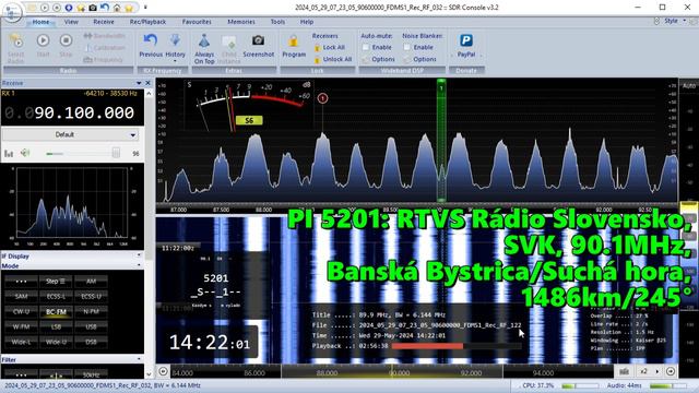 29.05.2024 11:21UTC, [Es], RTVS Rádio Slovensko, Словакия, 90.1МГц, 1486км