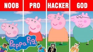Minecraft battle: NOOB vs PRO vs HACKER vs GOD: PEPPA PIG FAMILY BUILD CHALLENGE in Minecraft.