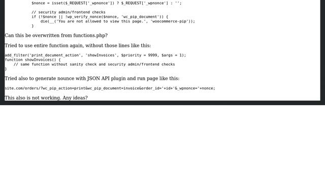 Wordpress: Override plugin function to show invoices even if not logged in смотреть онлайн