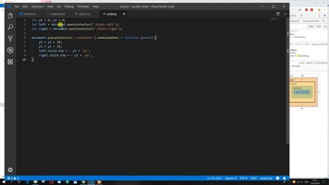 Эффект двойной прокрутки на JavaScript смотреть онлайн