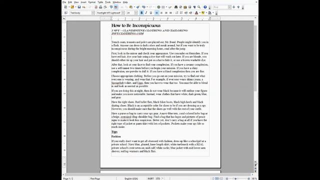 Make a Cover Page in Open Office