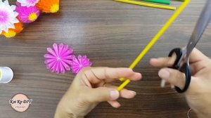 ทำดอกไม้ประดิษฐ์ จากหลอดพลาสติก | How to make flowers from plastic tubes.