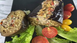 Битые баклажаны с мясным фаршем