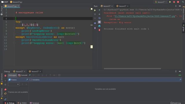 OOP 37 Инструкция raise Возбуждение / Вызов исключений в Python. Raising Exceptions Python