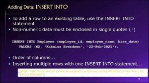 Topic 03, Part 06 - Adding Data using the SQL INSERT INTO Statement