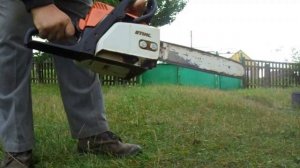 Бензопила Stihl ms 180 запуск холодного двигателя.