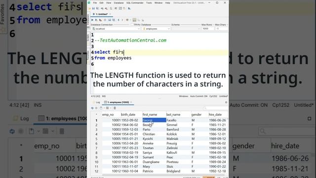 Write a SQL query to retrieve the first name and its length for each employee | SQL LENGTH() #SQL