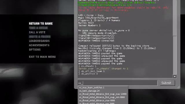 Left 4 Dead Versus on Singleplayer Console Command
