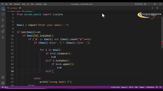 Email Validation | How to make an Email Validation Project using Python String  #python #pythoncode