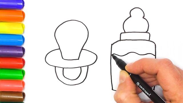 How to Draw Baby Bottle / Drawing set for baby - смотреть видео онлайн ...
