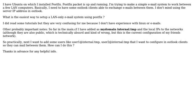Postfix setup for LAN only смотреть онлайн