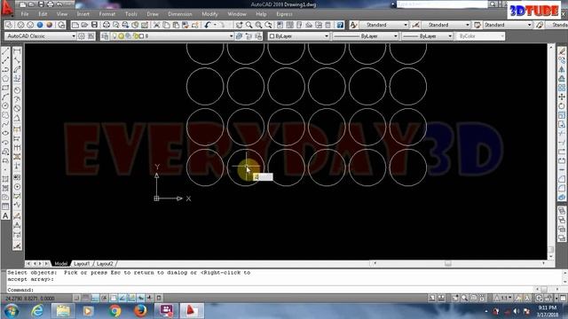 TUTORIAL AUTOCAD BAHASA INDONESIA: ARRAY (RECTANGULAR ARRAY & POLAR ARRAY) смотреть онлайн