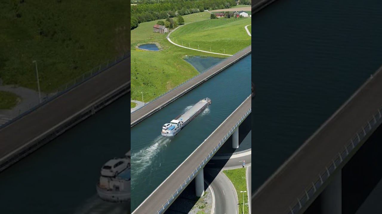 Река над дорогой - акведук Сарт в Бельгии #shorts смотреть онлайн