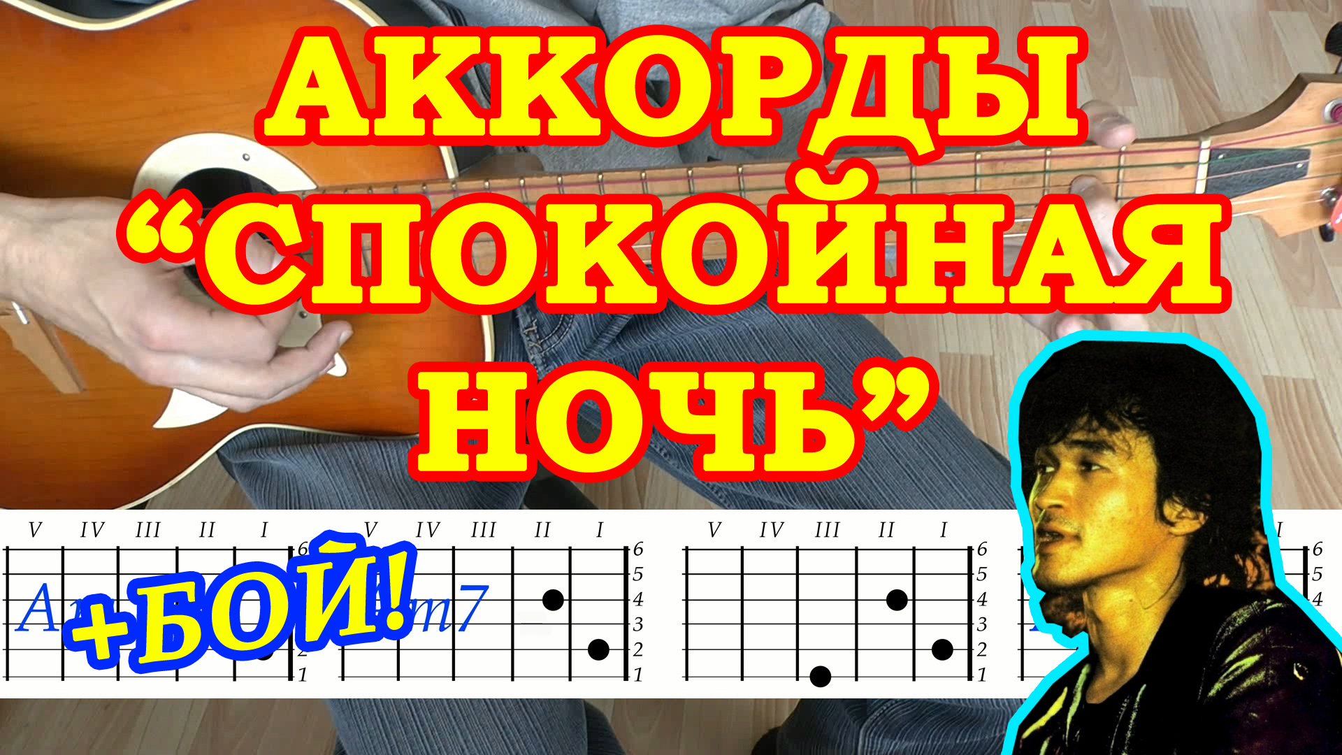 Спокойная Ночь Аккорды ? Виктор Цой Группа Кино ♪ Разбор песни на гитаре ♫ Гитарный Бой