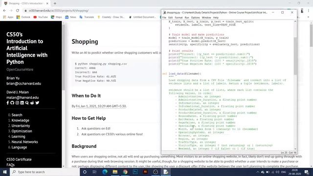 CS50 - Artificial Intelligence - Project 4a - Shopping using Python