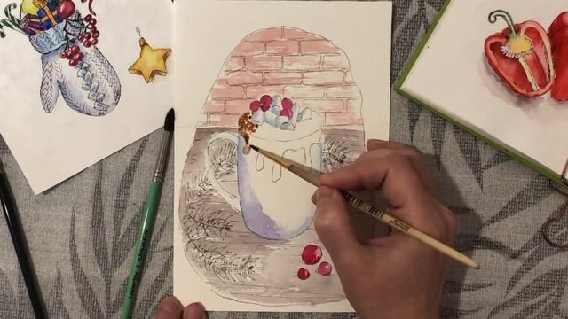 Рисуем акварелью «Кофе с маршмелоу» смотреть онлайн