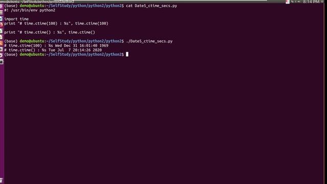 python2 time ctime with arguments