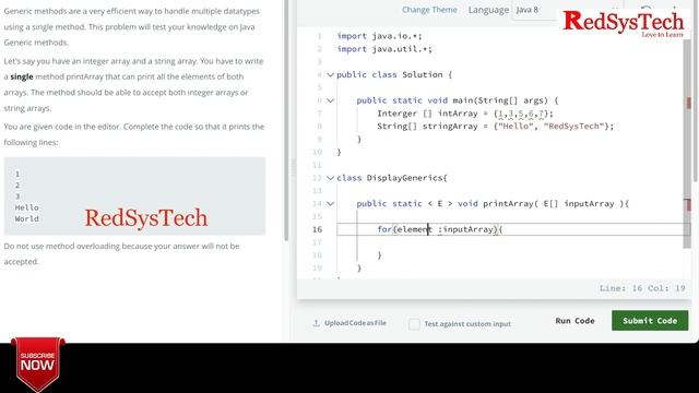 Mastering Java Generics: Epic Coding Challenge Unleashed! | Java | Java Coding | RedSysTech |
