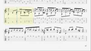 bwv 997 fuga J.S bach classical guitar tab/guitar tutorial