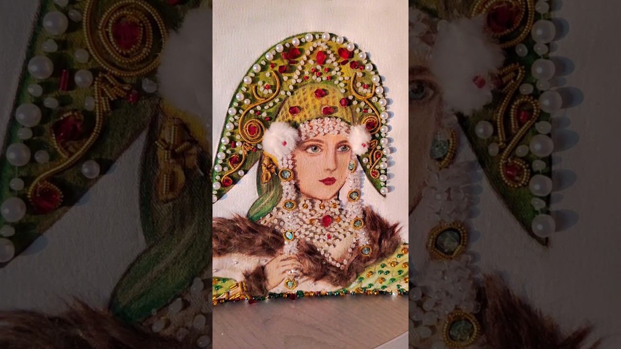 Инпрогресс Дамы Треф #craft #diy #кокошник #русскийстиль #даматреф #вышивка #вышивкабисером