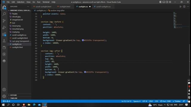 Passing Sun Effect using CSS and Java Script and Html | CSS and html and java script tutorials ||