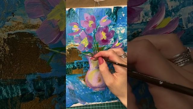 Абстракция, натюрморт с цветами! Живопись акрилом! смотреть онлайн