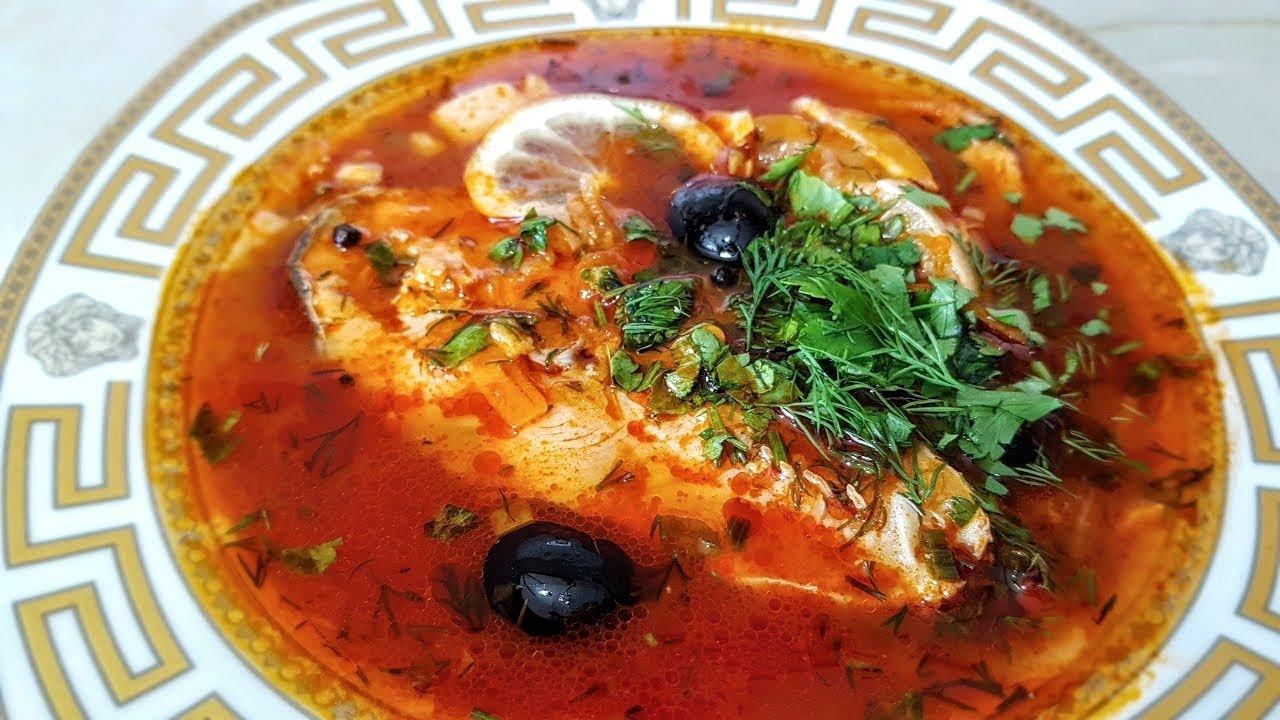 Солянка из Красной рыбы по-цыгански. Рыбная солянка. Gipsy cuisine. смотреть онлайн