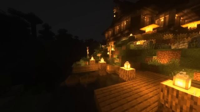 Minecraft Night Lake Ambience w/ C418 Music | Rain in the forest | Rain & Visuals смотреть онлайн