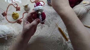 М.К ЁЛОЧНЫЕ ИГРУШКИ, ДЕД МОРОЗ крючком мк DIY, Дед мороз крючком мастер класс, НОВЫЙ ГОД 2021