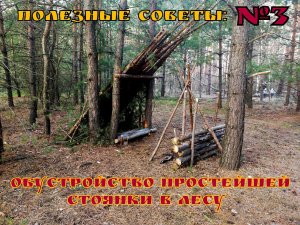 Как сделать простейшую стоянку в лесу. Выживание. Полезный Совет №3