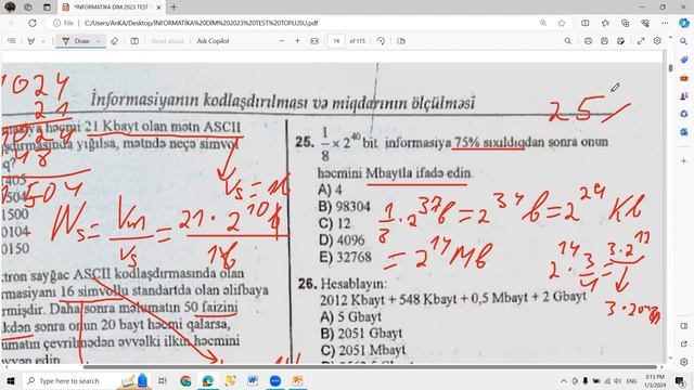 DİM İnformatika test bankı Mövzu2. Part 2. Ölçü vahidləri.İnformasiya Miqdarının ölçülməsi смотреть онлайн