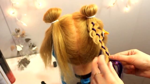 КАК СДЕЛАТЬ 2 ПУЧКА НА ГОЛОВЕ ПРИЧЕСКА РОЖКИ ИЛИ ДВА БУБЛИКА С КАНЕКАЛОНОМ. ПРОСТЫЕ ЛЕГКИЕ ПРИЧЕСКИ смотреть онлайн