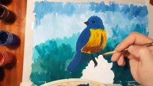 Как нарисовать птицу поэтапно. Мастер класс для детей и новичков, рисуем птицу на пне красками гуаш