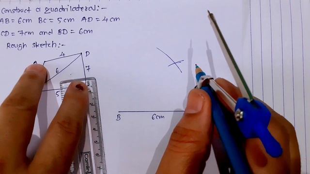 construct a Quadrilateral AB=6cm, BC=5cm, AD=4cm, CD=7cm and BD=6cm. @ntrsolutions смотреть онлайн