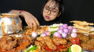 Eating Chicken Liver Curry, Spicy Bihari Chicken Skin Curry | Big Bites | Asmr Eating | Mukbang