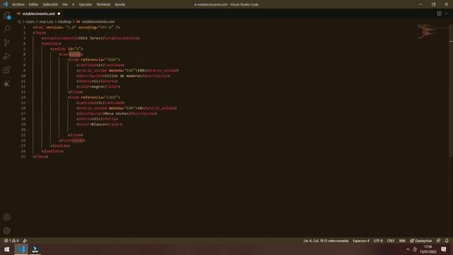 VISUAL STUDIO CODE II DOCUMENTO  XML