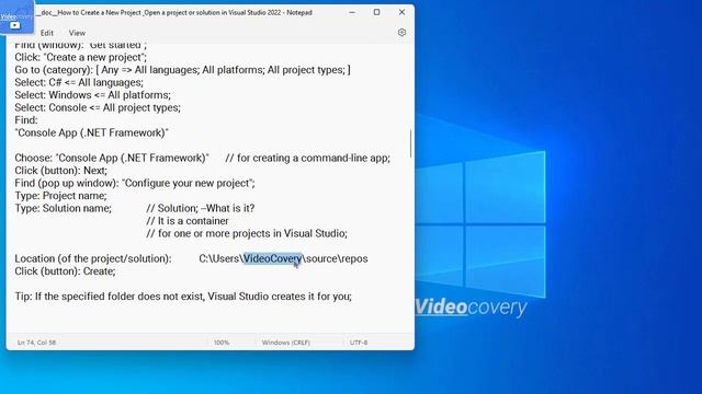 How to create, and open 'New C# Project and Solution file' in Visual Studio Community Version 2022?
