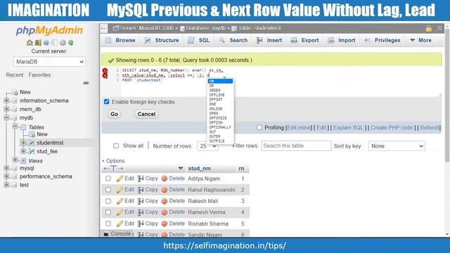 Previous & Next  Row Value Without Using Lag & Lead in MySQL #32