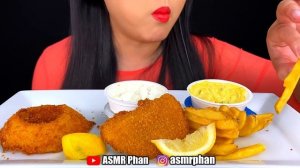 ASMR FRIED FISH, ONION RINGS, WAFFLE FRIES MUKBANG *BURGERVILLE* Eating Show | ASMR Phan