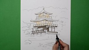 Рисуем японскую пагоду  Небольшой скетч