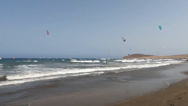 Kitesurfing Tenerife in El Medano. Spain 4K