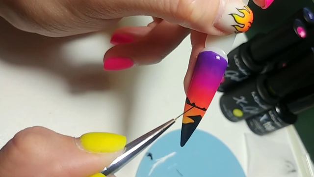 Hand painted nail art - Landscape silhouettes 🏞️ Маникюр силуэты - Пейзаж на ногтях