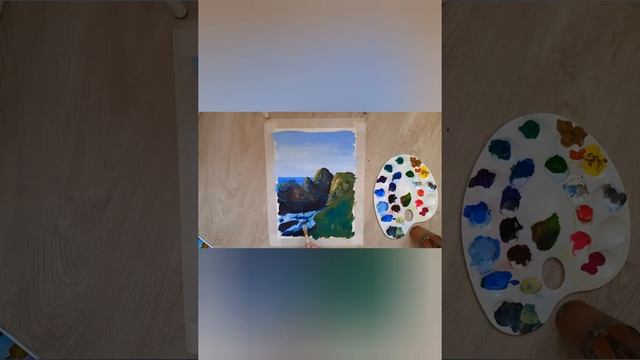 Painting with gouache. Mountain landscape /Живопись гуашью. Горный пейзаж. Пошаговый урок живописи.