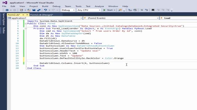 vb.net project: update SQL server database using button in datagridview