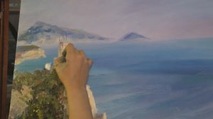 Ласточкино гнездо Крым. Морской пейзаж поэтапно